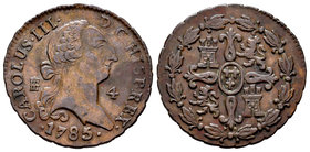 Charles III (1759-1788). 4 maravedís. 1785. Segovia. (Cal-1910). Ae. 5,15 g. Choice VF. Est...50,00.