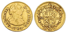 Charles III (1759-1788). 1/2 escudo. 1784. Madrid. JD. (Cal-776). Au. 1,76 g. Almost VF. Est...140,00.