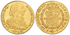 Charles III (1759-1788). 4 escudos. 1784/2. Sevilla. C. (Cal-407 variante). Au. 13,43 g. Rare. Choice VF. Est...900,00.