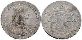 Charles III (1759-1788). 120 grana (1 piastra). 1754/3/2. Nápoles. (Vti-153 variante). (Mont-61 variante). (Mir-337/4 variante). Ag. 25,29 g. Rayas. R...