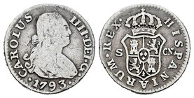 Charles IV (1788-1808). 1/2 real. 1793. Sevilla. CN. (Cal-135). Ag. 1,42 g. F/Choice F. Est...10,00.