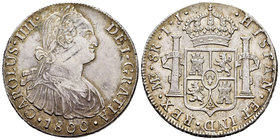 Charles IV (1788-1808). 8 reales. 1800. Lima. IJ. (Cal-655). Ag. 27,24 g. Choice VF/Almost XF. Est...90,00.