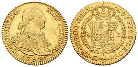 Charles IV (1788-1808). 2 escudos. 1793. Madrid. MF. (Cal-326). Au. 6,73 g. Buen ejemplar. XF. Est...300,00.