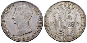 Joseph Napoleon (1808-1814). 20 reales. 1810. Madrid. AI. (Cal-25). Ag. 27,40 g. Atractivo tono. Almost XF. Est...300,00.
