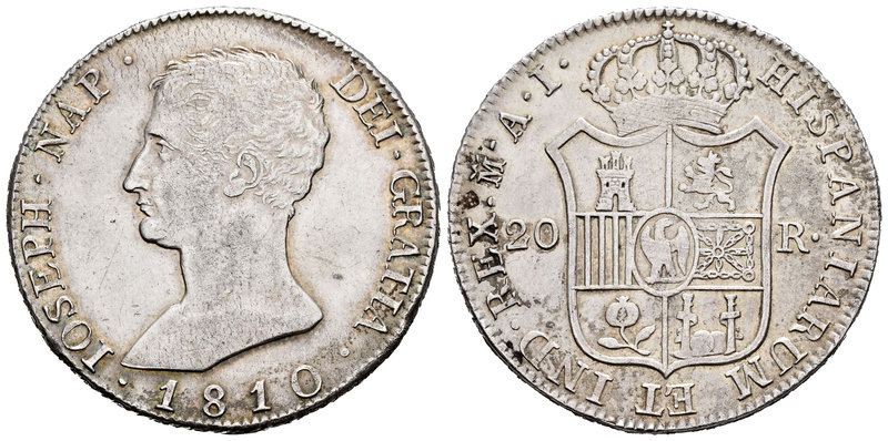 Joseph Napoleon (1808-1814). 20 reales. 1810. Madrid. AI. (Cal-25). Ag. 26,78 g....