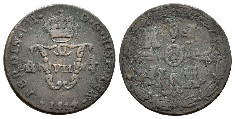 Ferdinand VII (1808-1833). 1 cuarto. 1814. México. (Cal-1624). Ae. 3,57 g. Choic...