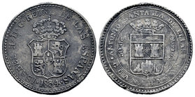 Elizabeth II (1833-1868). Medalla de proclamación. 1834. Guanabacoa. (H-41). Ag. 6,73 g. Traces of soldering. Minor nicks. VF. Est...150,00.