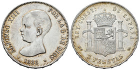 Alfonso XIII (1886-1931). 5 pesetas. 1888. Madrid. MPM. (Cal-13). Ag. 24,74 g. Almost XF. Est...75,00.