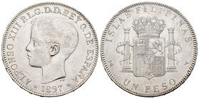 Alfonso XIII (1886-1931). 5 pesetas. 1897. Manila. SGV. Ag. 24,94 g. VF. Est...60,00.