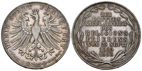 Germany. Frankfurt am Main. 2 gulden. 1855. (Km-533). (Dav-647). Ag. 21,08 g. It retains some luster. AU. Est...300,00.