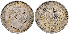 Germany. Prussia. Wilhelm I. 1 thaler. 1866. Berlin. A. (Km-494). Ag. 18,52 g. Golpecitos en el canto. Tono. Almost XF. Est...60,00.