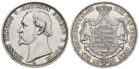 Germany. Saxe-Colburg-Gotha. Ernst II. 1 thaler. 1864. Dresden. B. (Km-130). Ag. 18,49 g. Buen ejemplar. XF/AU. Est...220,00.