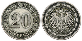 Germany. Wilhelm I. 20 pfennig. 1890. Berlin. A. (Km-13). 6,11 g. VF. Est...20,00.