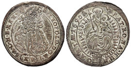 Austria. Leopold I. 15 kreuzer. 1690. (Herinek-1061). Ag. 6,39 g. Choice VF. Est...100,00.