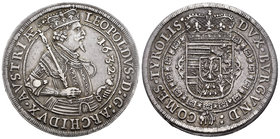 Austria. Leopold V. 1 thaler. 1632. Hall. (Dav-3338). (Km-629.2). Ag. 28,39 g. Old cabinet tone. Almost XF. Est...250,00.