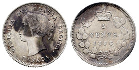 Canada. Victoria Queen. 5 cents. 1896. (Km-2). Ag. 1,14 g. Almost XF. Est...25,00.