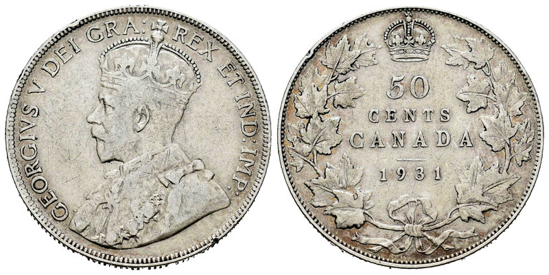 Canada. George V. 50 cents. 1931. (Km-25a). Ag. 11,48 g. Minor nicks on edge. Al...