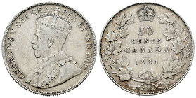 Canada. George V. 50 cents. 1931. (Km-25a). Ag. 11,48 g. Minor nicks on edge. Almost VF. Est...70,00.