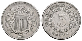 United States. 5 cent. 1867. Philadelphia. (Km-96). 5,06 g. With rays. VF. Est...80,00.
