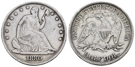 United States. 1/2 dollar. 1880. Philadelphia. (Km-A99). Ag. 12,31 g. Rare. VF. Est...650,00.