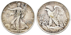 United States. 1/2 dollar. 1943. Philadelphia. (Km-142). Ag. 12,33 g. Almost VF. Est...12,00.