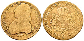 France. Louis XVI. 1 ecu. 1782. Perpignan. Q. Falsa de época en latón. F. Est...15,00.
