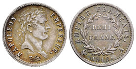 France. Napoleon Bonaparte. 1/2 franco. 1812. Paris. A. (Km-691.1). Ag. 2,52 g. Attractive. Scarce. XF. Est...110,00.