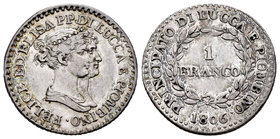Italy. Lucca. Elisa Bonaparte e Felice Baciocchi. 1 franco. 1806. (Km-23). Ag. 4,94 g. Choice VF. Est...60,00.