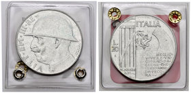 Italy. Vittorio Emanuele III. 20 liras. 1928 (Anno VI). Rome. R. (Km-70). (Pagani-680). (Mont-76). Ag. Minor nicks on edge. Scarce. XF. Est...200,00.