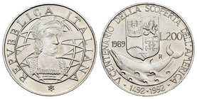Italy. 200 liras. 1989. Rome. R. (Km-138). Ag. 5,00 g. Original luster. UNC. Est...25,00.