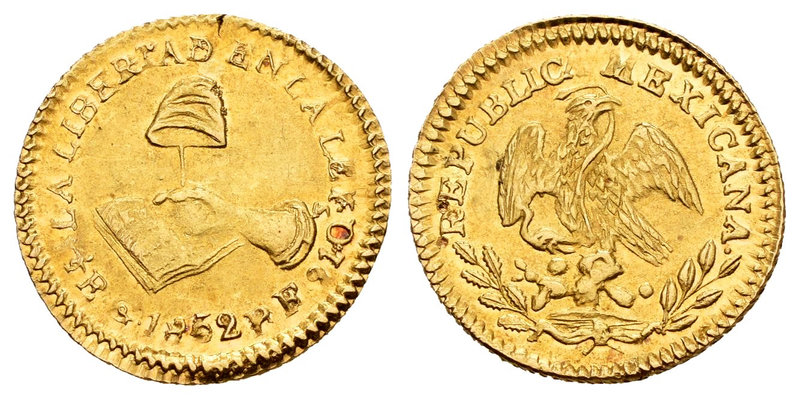 Mexico. 1/2 escudo. 1852/62. Guanajuato. PF / FF. (Km-378.4). Au. 1,67 g. Brillo...
