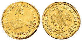 Mexico. 1/2 escudo. 1852/62. Guanajuato. PF / FF. (Km-378.4). Au. 1,67 g. Brillo original. AU. Est...250,00.
