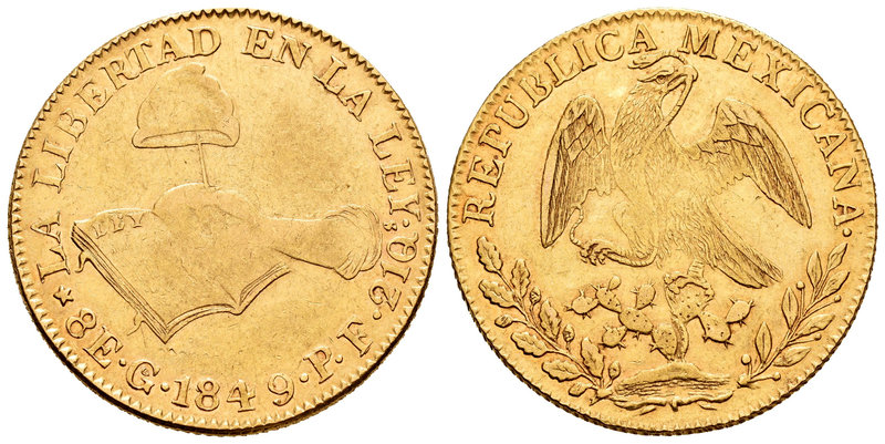 Mexico. 8 escudos. 1849. Guanajuato. PF. (Km-383.7). (Cal onza-1957). (Fried-72)...