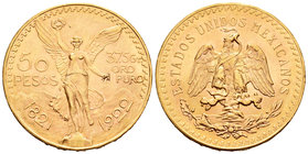 Mexico. 50 pesos. 1922. (Km-481). (Fr-172). Au. 41,75 g. Almost UNC. Est...1600,00.