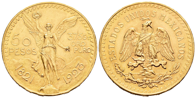 Mexico. 50 pesos. 1923. (Km-481). (Fr-172). Au. 41,80 g. Almost UNC. Est...1600,...