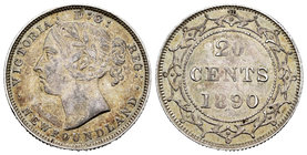 Newfoundland. Victoria Queen. 20 cents. 1890. (Km-4). Ag. 4,71 g. Scarce. Choice VF. Est...220,00.