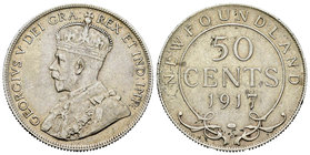 Newfoundland. George V. 50 cents. 1917. (Km-12). Ag. 11,65 g. Choice VF. Est...50,00.