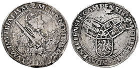 Low Countries. Charles V. 1/2 thaler. 1555. Deventer, Campen y Zwolle. (Delmonte-674). Ag. 14,13 g. Rayas. Almost VF. Est...250,00.