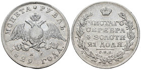 Russia. Nicholas I. 1 rublo. 1829. (Km-C161). Ag. 20,52 g. Almost VF. Est...90,00.