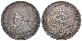 South Africa. Republic. 2 1/2 shillings. 1895. (Km-7). Ag. 13,95 g. Almost VF. Est...100,00.