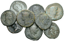 Lote de 9 bronces diferentes del Imperio Romano, uno de ellos con resello. A EXAMINAR. F/Almost VF. Est...160,00.