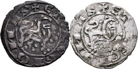 Kingdom of Castille and Leon. Alfonso X (1252-1284). (Bautista-389 - 390). Ve. Lote de 2 piezas de 1 maravedí prieto sin ceca y con marca de ceca crec...