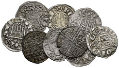 Lote de 9 monedas medievales, 7 novenes y 2 dinero de seis lineas. A EXAMINAR. Almost VF/Choice VF. Est...200,00.