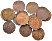 France. Lote de 16 monedas francesas de cobre de 1 centime años 1898, 1899, 1900, 1901, 1903, 1904, 1908, 1909, 1910, 1911, 1912, 1913, 1914, 1916, 19...