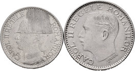 Romania. Lote de 2 monedas de níquel, 50 lei 1938 (Km-55) y 100 lei 1936 (Km-54). A EXAMINAR. Choice VF/Almost XF. Est...40,00.