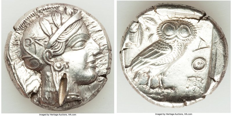 ATTICA. Athens. Ca. 440-404 BC. AR tetradrachm (24mm, 17.16 gm, 4h). AU, test cu...