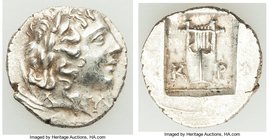 LYCIAN LEAGUE. Cragus. Ca. 1st century BC. AR hemidrachm (14mm, 1.70 gm, 1h). XF. Series 1. Laureate head of Apollo right; Λ-Y below / K-P, cithara (l...