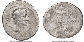 Octavian, as Sole Imperator (30-27 BC). AR denarius (20mm, 4h). NGC Fine. Uncertain Italian mint, ca. 30-29 BC. Anepigraphic, bare head of Octavian ri...
