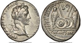 Augustus (27 BC-AD 14). AR denarius (18mm, 12h). NGC Choice VF. Lugdunum, 2 BC-AD 4. CAESAR AVGVSTVS-DIVI F PATER PATRIAE, laureate head of Augustus r...