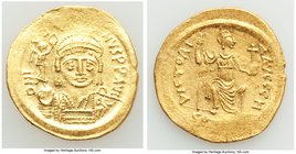 Justin II (AD 565-578). AV solidus (21mm, 4.41 gm, 5h). XF Constantinople or Thessalonica, AD 565-567, 8th officina. D N I-VSTI-NVS PP AVI, diademed, ...